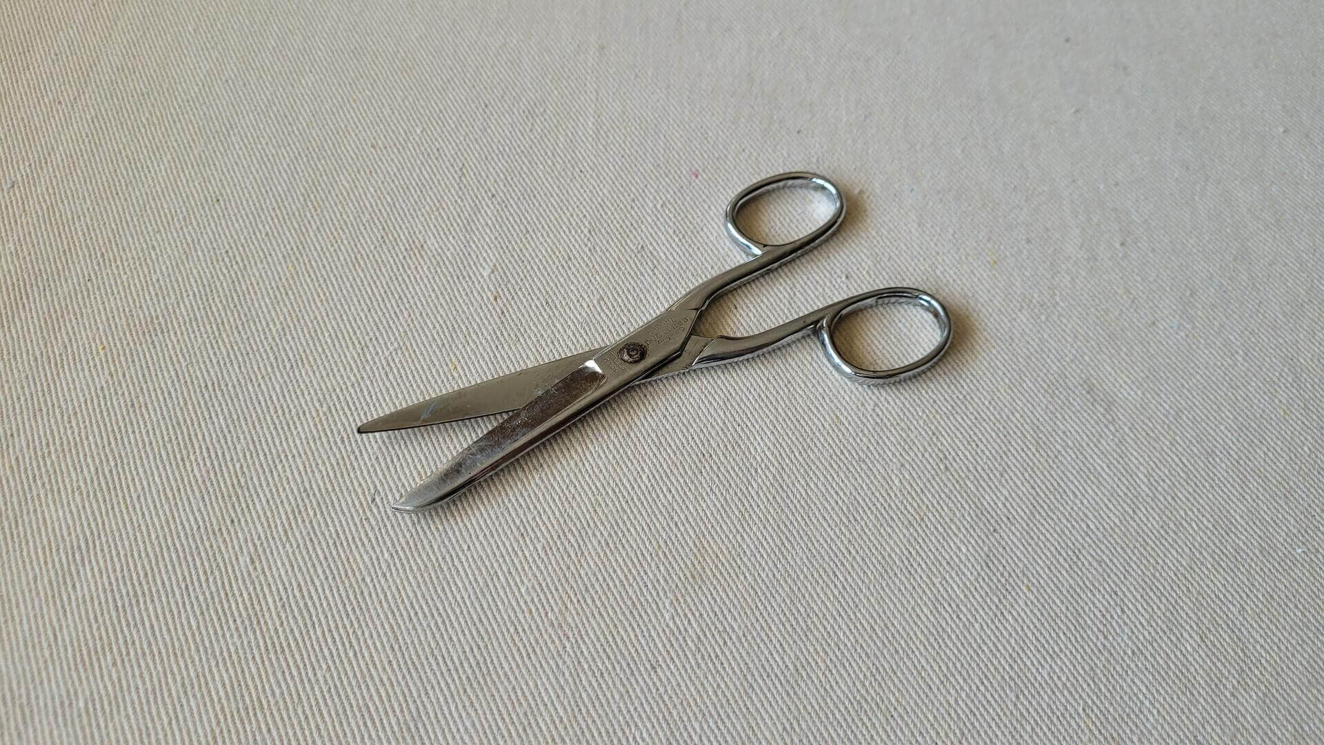 richards-snip-snap-shears-scissors-5-inches-steel-chrome-plated-vintage-made-in-sheffield-england-dressmaker-upholstery-cutting-tools