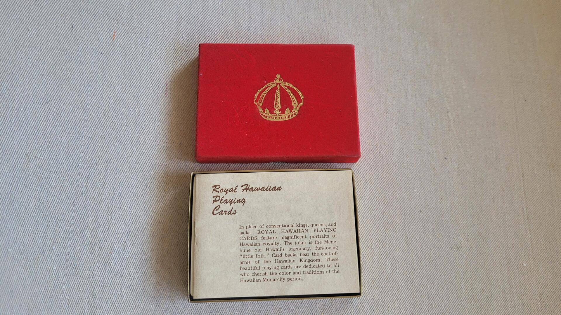 Rare vintage Royal Hawaiian playing cards double deck Hawaiian Monarchy Period, 1795-1893. Rare complete set retro 1970s made in USA collectible card games