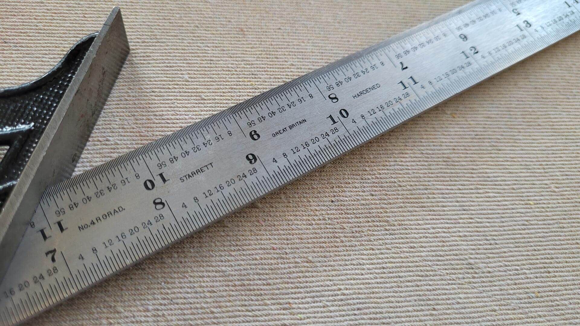 Starrett combination square No. 4R Grad hardened steel rule with 18" rule imperial scale. Vintage made in Great Britain marking & measuring machinist tools