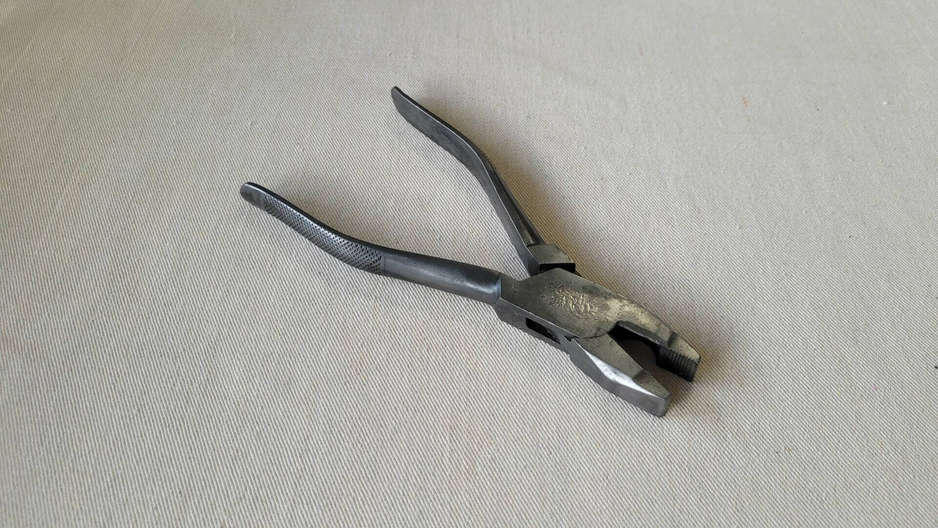 utica-tools-no-2050-box-joint-lineman-pliers-w-side-cutters-antique-vintage-made-in-usa-collectible-wrenches-drop-forge-tool
