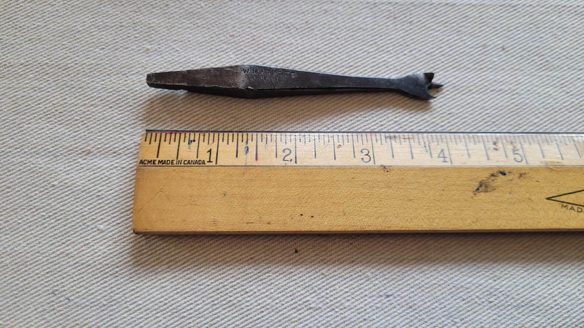 Rare antique W. Marples & Sons batwing style drill bit for brace. Vintage made in England collectible carpentry, woodworking, and cabinet maker tools.
