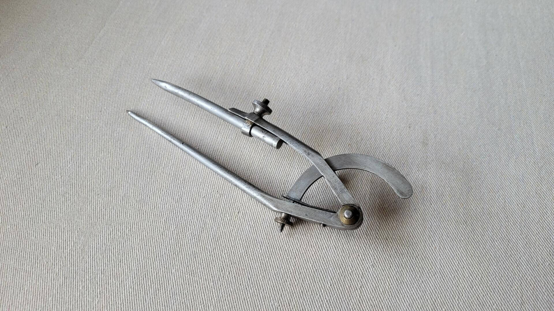 Vintage William Johnson adjustable wing divider caliper w brass hinges 8 " Antique made in USA Newark NJ collectible carpenter's & machinist compass scribe