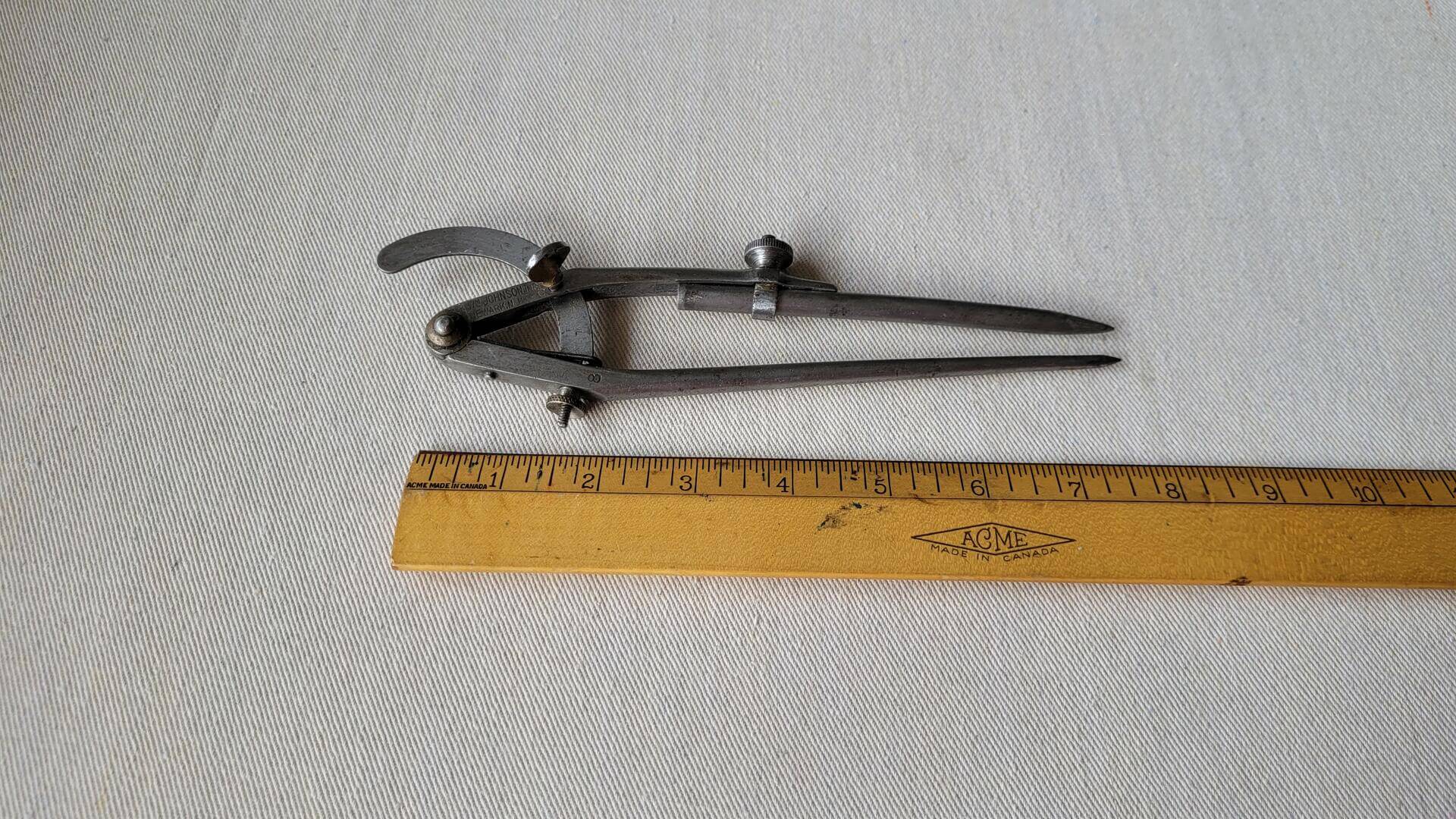 william-johnson-adjustable-wing-divider-caliper-compass-scribe-newark-nj-antique-vintage-made-in-usa-collectible-marking-tools-measurements