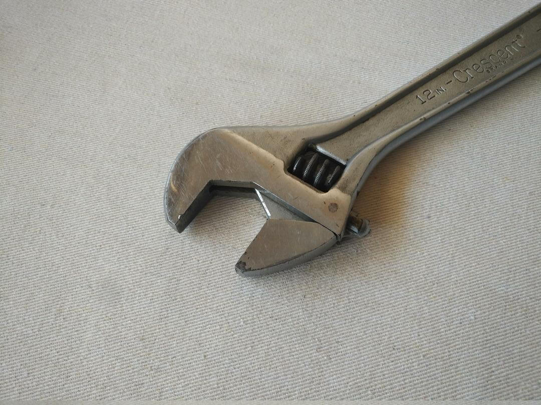 Crestoloy 12" adjustable wrench 1 15/16" or 33mm jaw capacity by Crescent Tool Company Jamestown, NY. Vintage made in USA collectible gripping hand tools