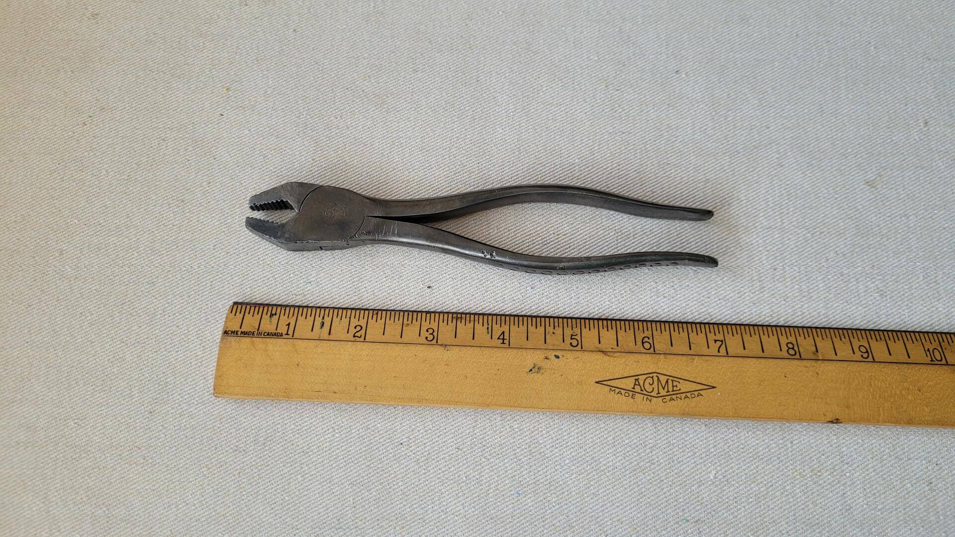 Pre Snap On Vacuum Grip No. 7 battery pliers by Forged Steel Products Company from Newport, PA. Antique made in USA automotive mechanic hand tools