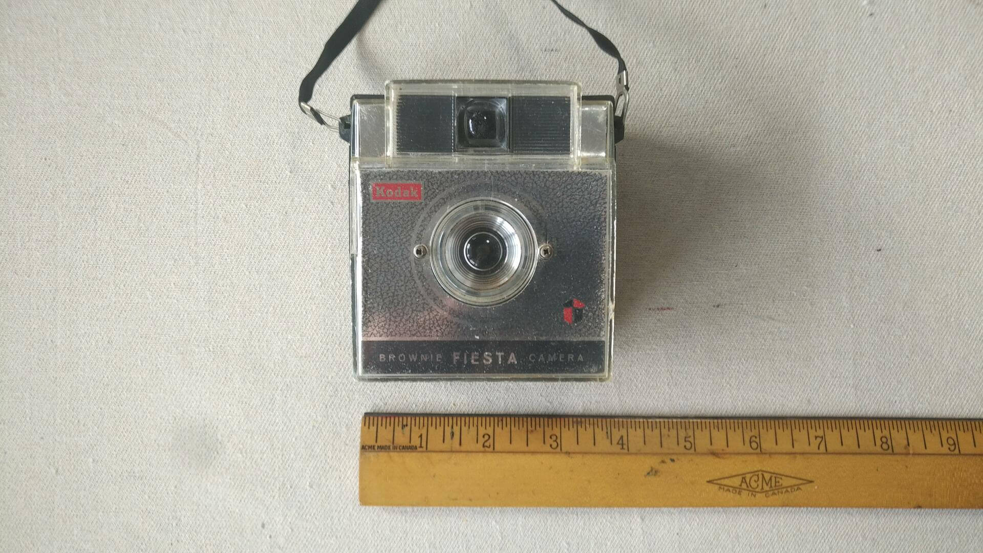 Rare 1960s Kodak Brownie Fiesta 127 film camera made in Toronto Ontario. Original made in Canada MCM collectible photography equipment and vintage film photo cameras