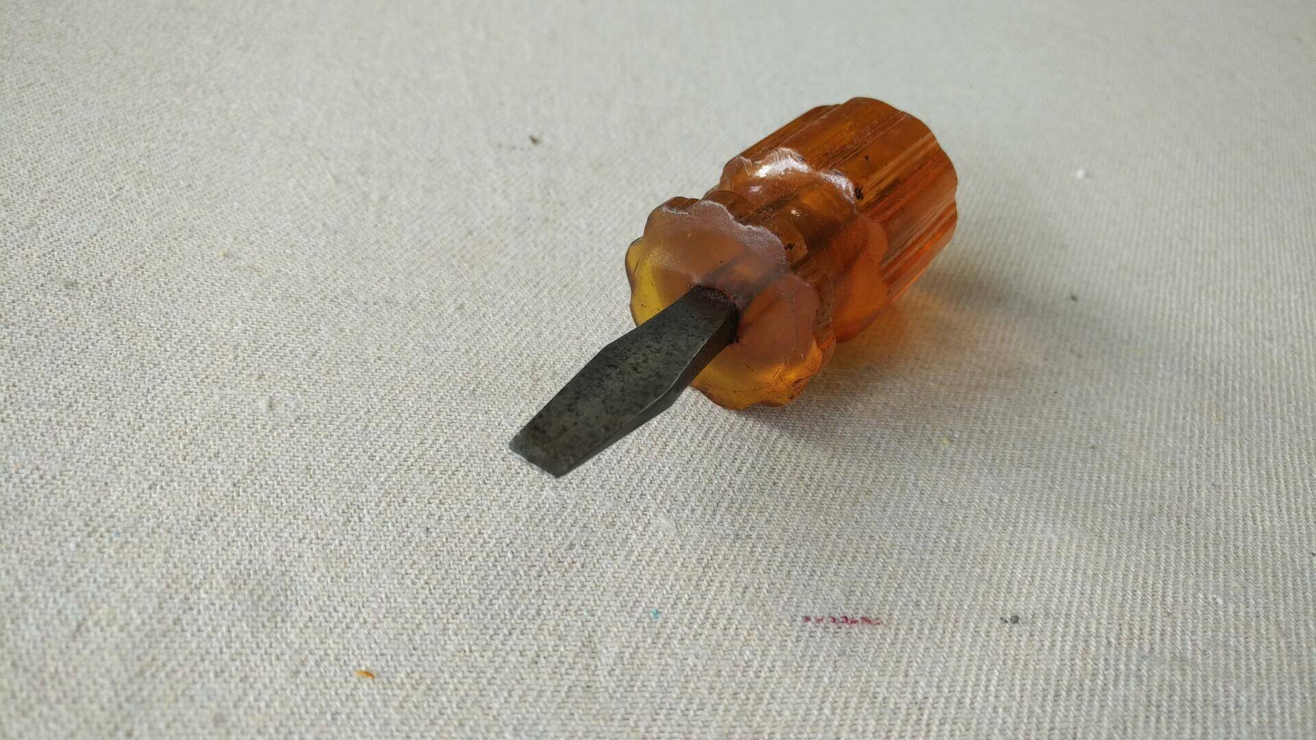 Rare vintage Miller Falls Company No. 854 stubby slotted screwdriver with unbreakable handle 3.5" long. Antique quality made in USA collectible hand tools