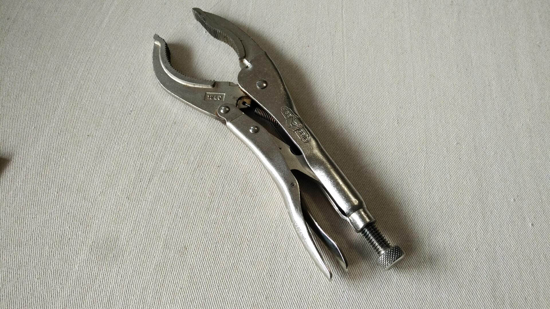 Vintage Petersen Mfg Co large capacity lever locking pliers Vise-Grip 12LC Antique made in USA collectible automotive, plumbing, welding gripping hand tools