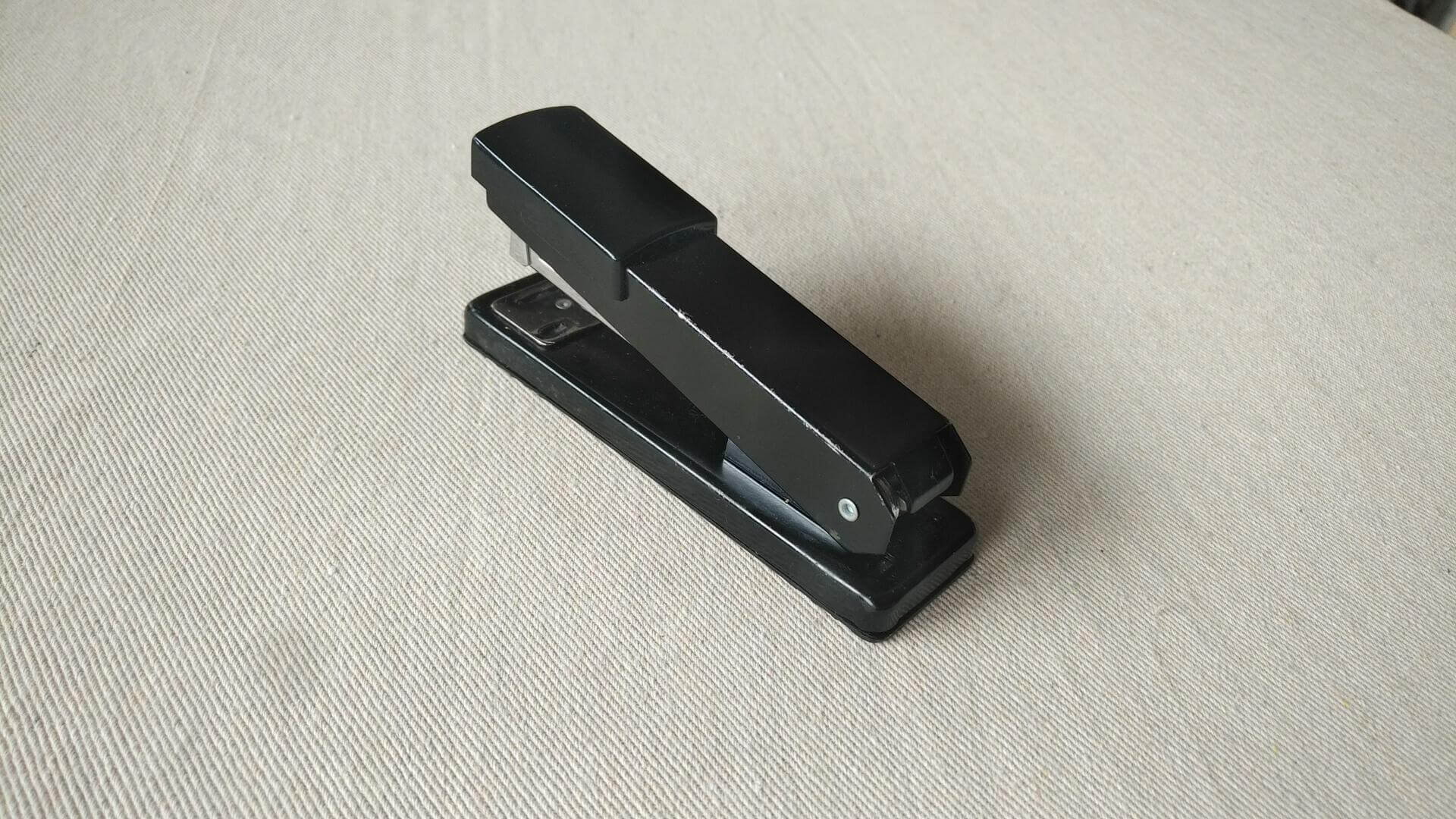Nice vintage MCM Rexel Matador steel desk stapler in black colour. Mid century collectible made in Great Britain office equipment and stationery