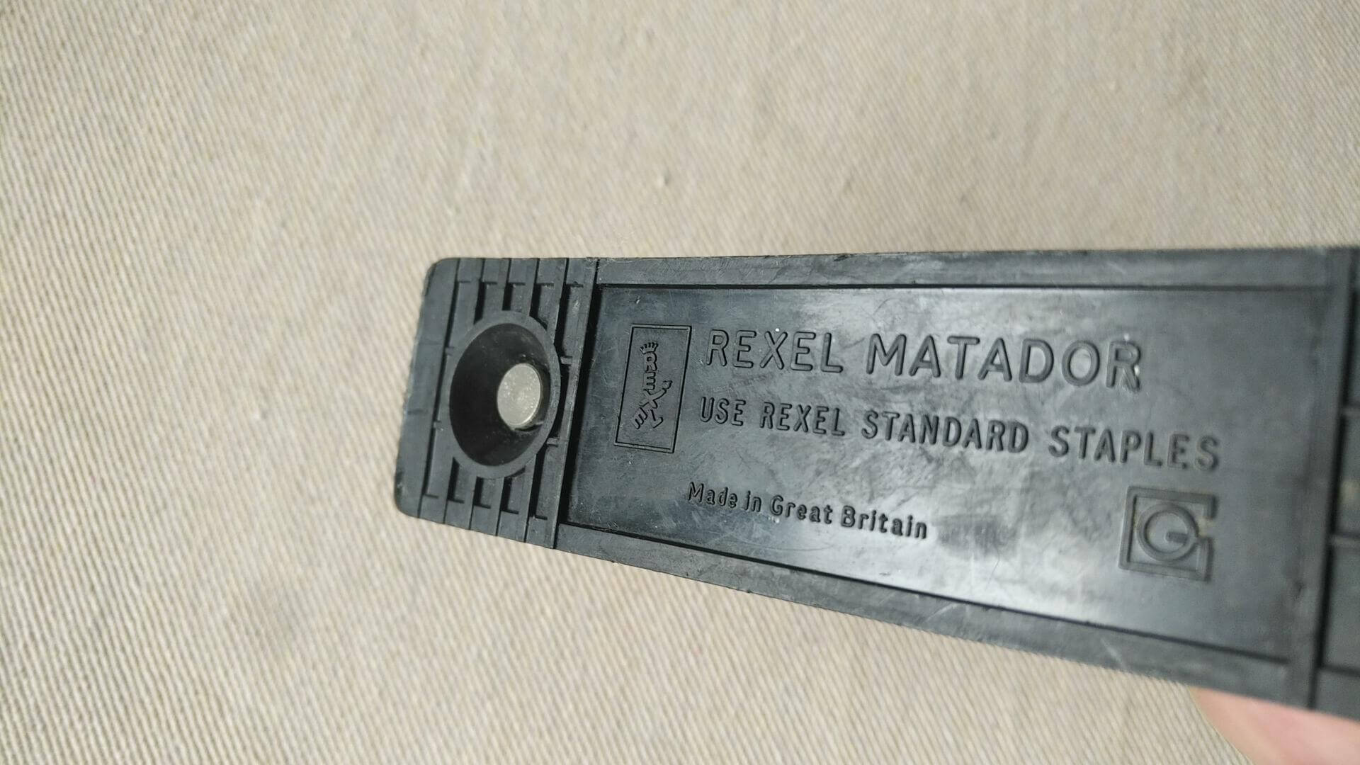 Nice vintage MCM Rexel Matador steel desk stapler in black colour. Mid century collectible made in Great Britain office equipment and stationery