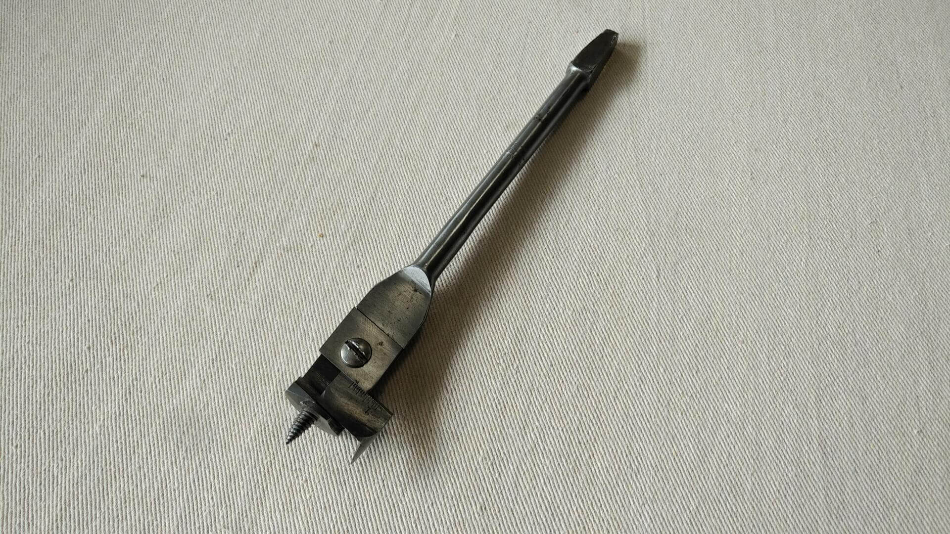 Antique Stanley micro-dial adjustable expansive boring drill bit No 129. Vintage made in USA collectible carpentry and woodworking cabinet maker hand tools