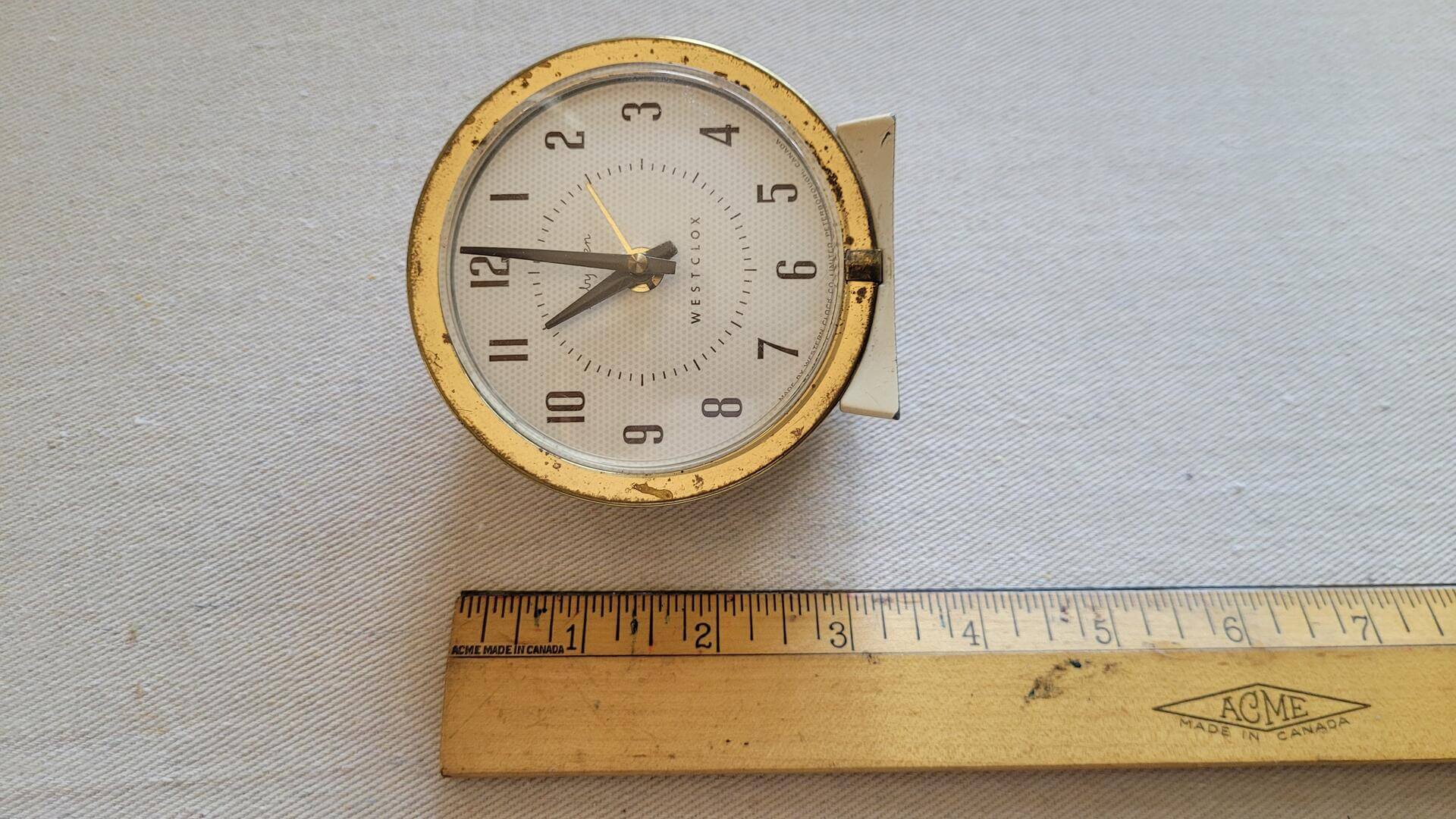 Nice vintage Westclock Baby Ben wind up metal alarm clock by Western Clock Co. Retro mid century made in Canada collectible mechanical clocks