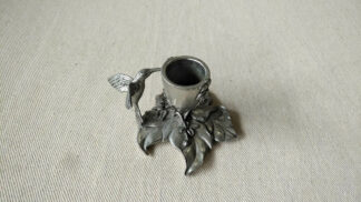 Beautiful vintage pewter hummingbird floral candle holder by Etain Zinn made in 1990. made in Canada metalware and pewter sculpture and candleholder.
