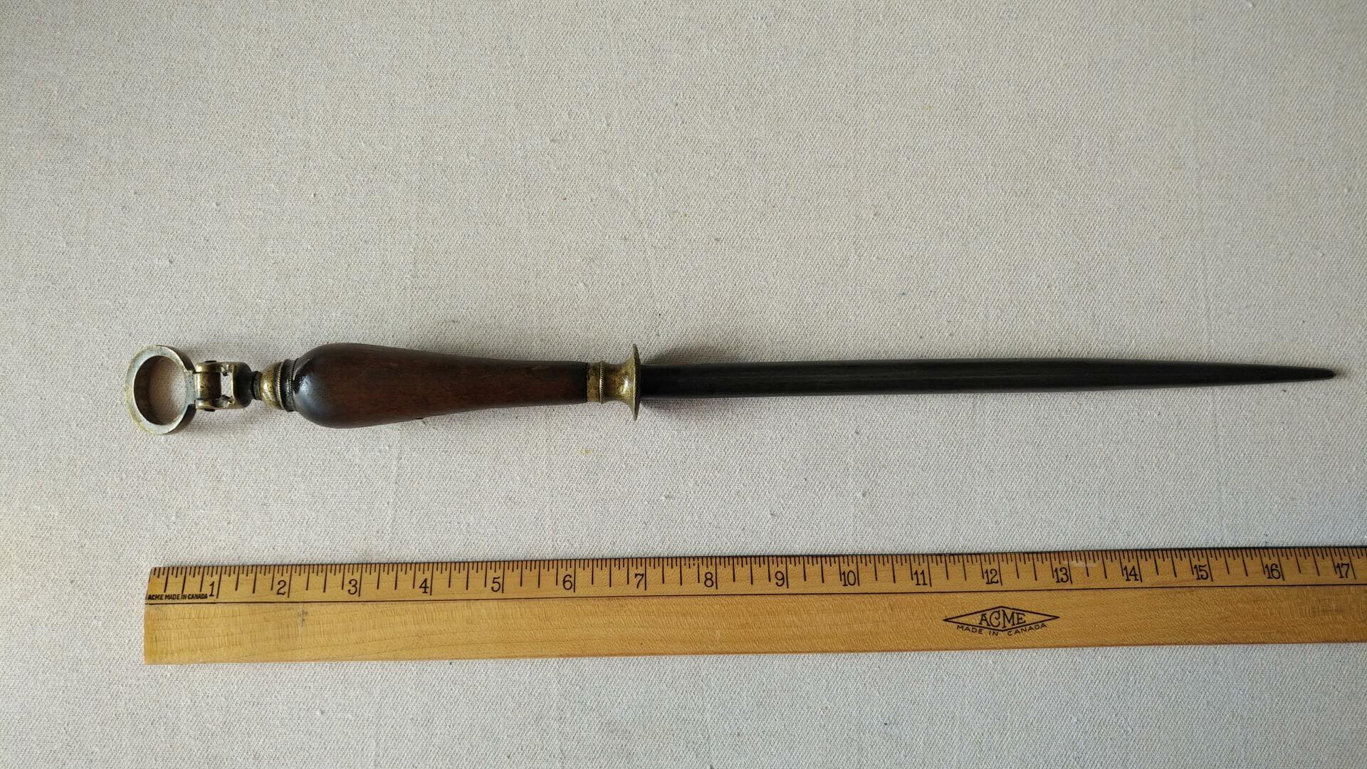 Rare beautiful vintage J. Askham & Son honing rod sharpener. Antique 19th century made in Sheffield England collectible chef and kitchen sharpening tools